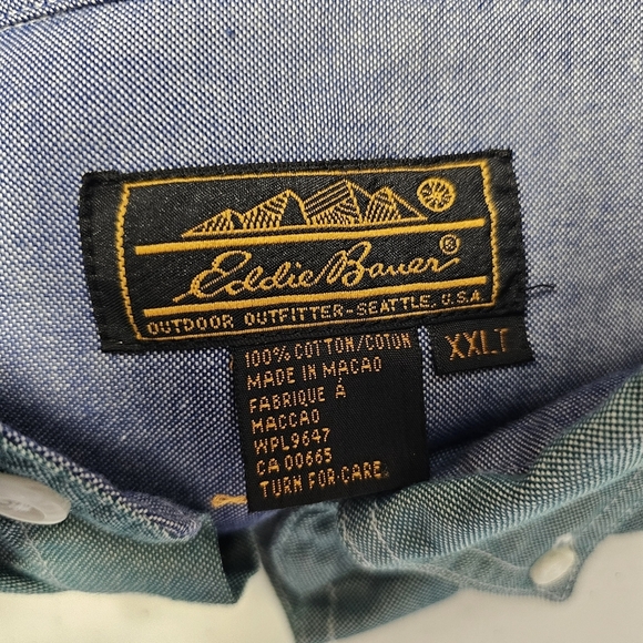 Eddie Bauer Color Block Shirt Blue Green Red Mens Outdoors 100% Cotton XXLT - Picture 14 of 14